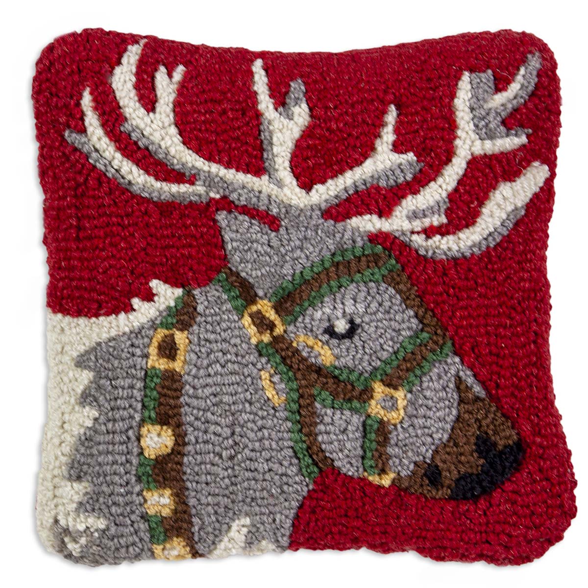 Santa's Helper Hooked Pillow - 14 x 14