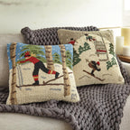 Ski Lift Hooked Wool Pillow