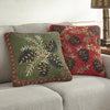 Ruby Pinecones Hooked Wool Pillow