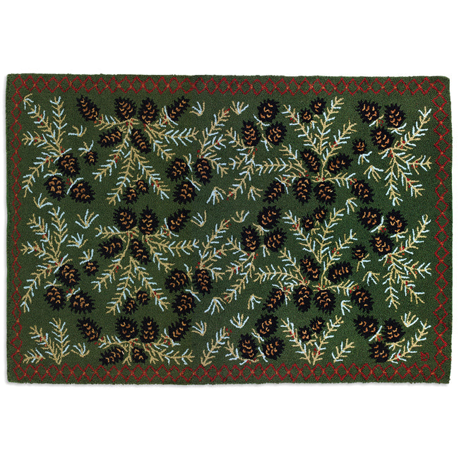 Diamond Pine Hooked Wool Rug - 4 x 6