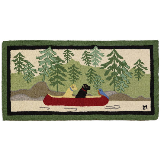 Canoe Dogs Hooked Rug