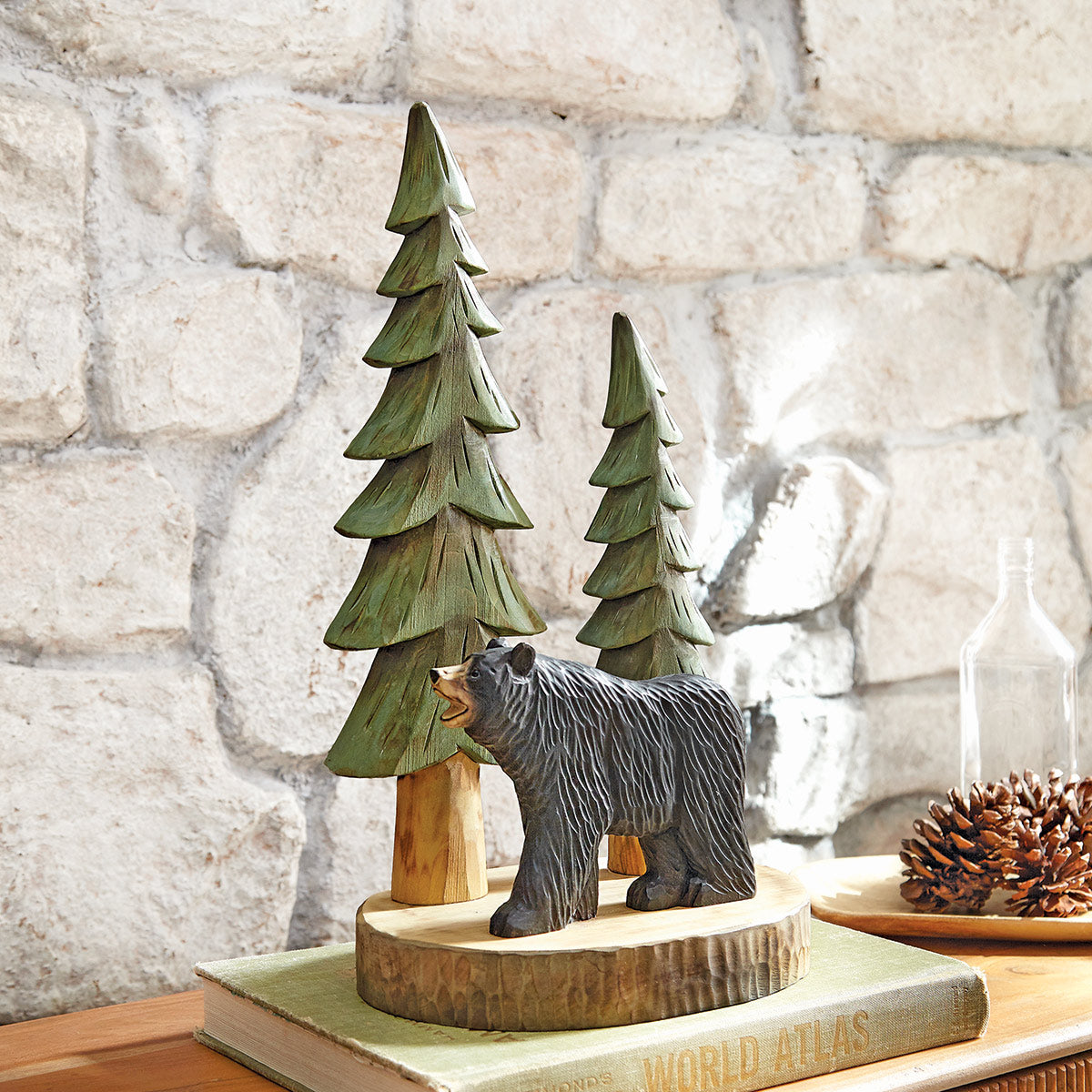 Bear Forest Carved Wood Sculpture