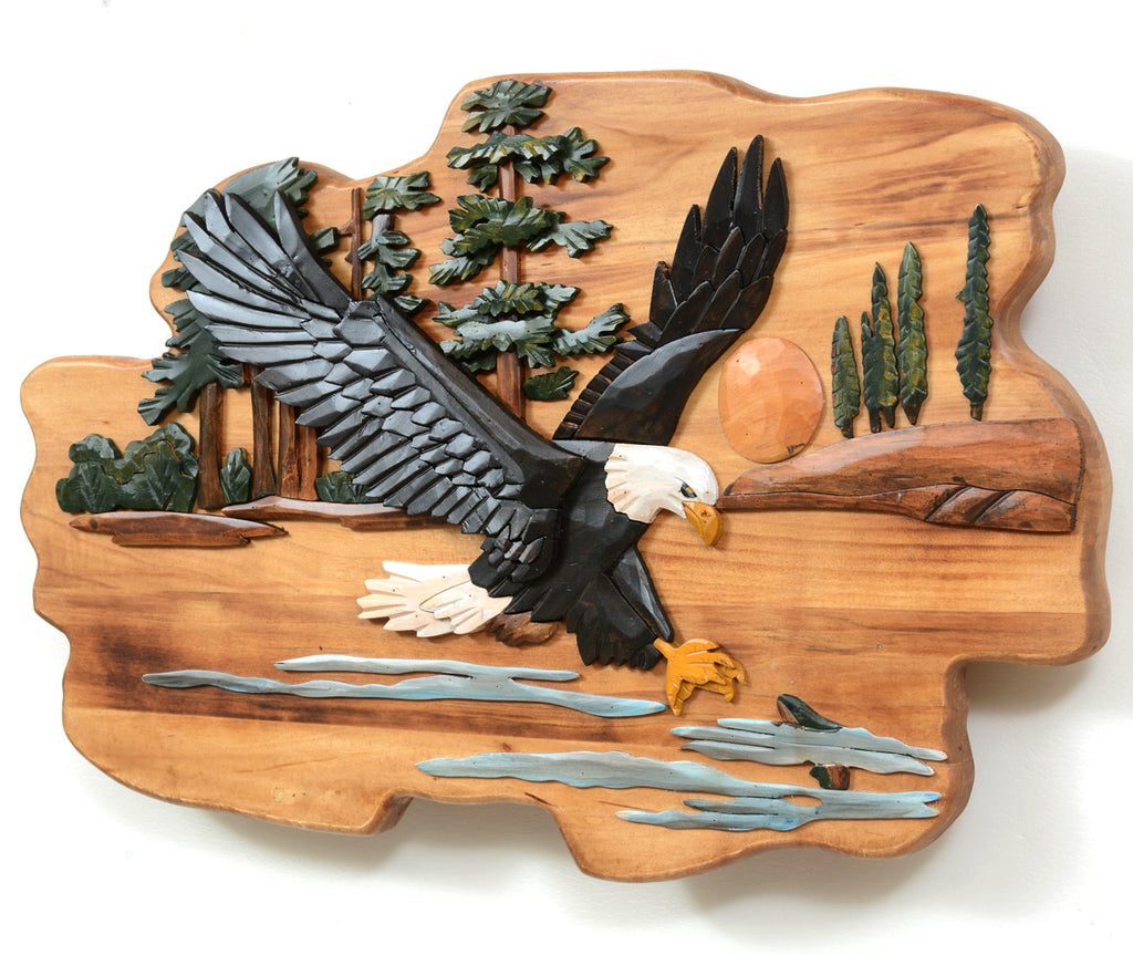 Eagle Carved Wood Wall Hanging