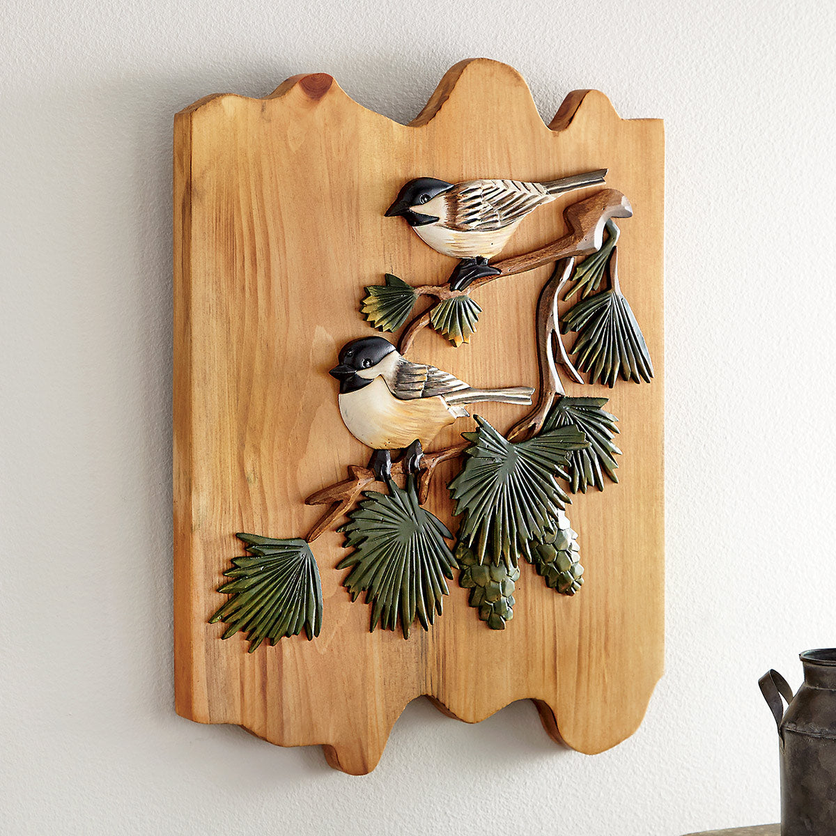 Chickadees Carved Wood Wall Art - OUT OF STOCK UNTIL 8/25/26