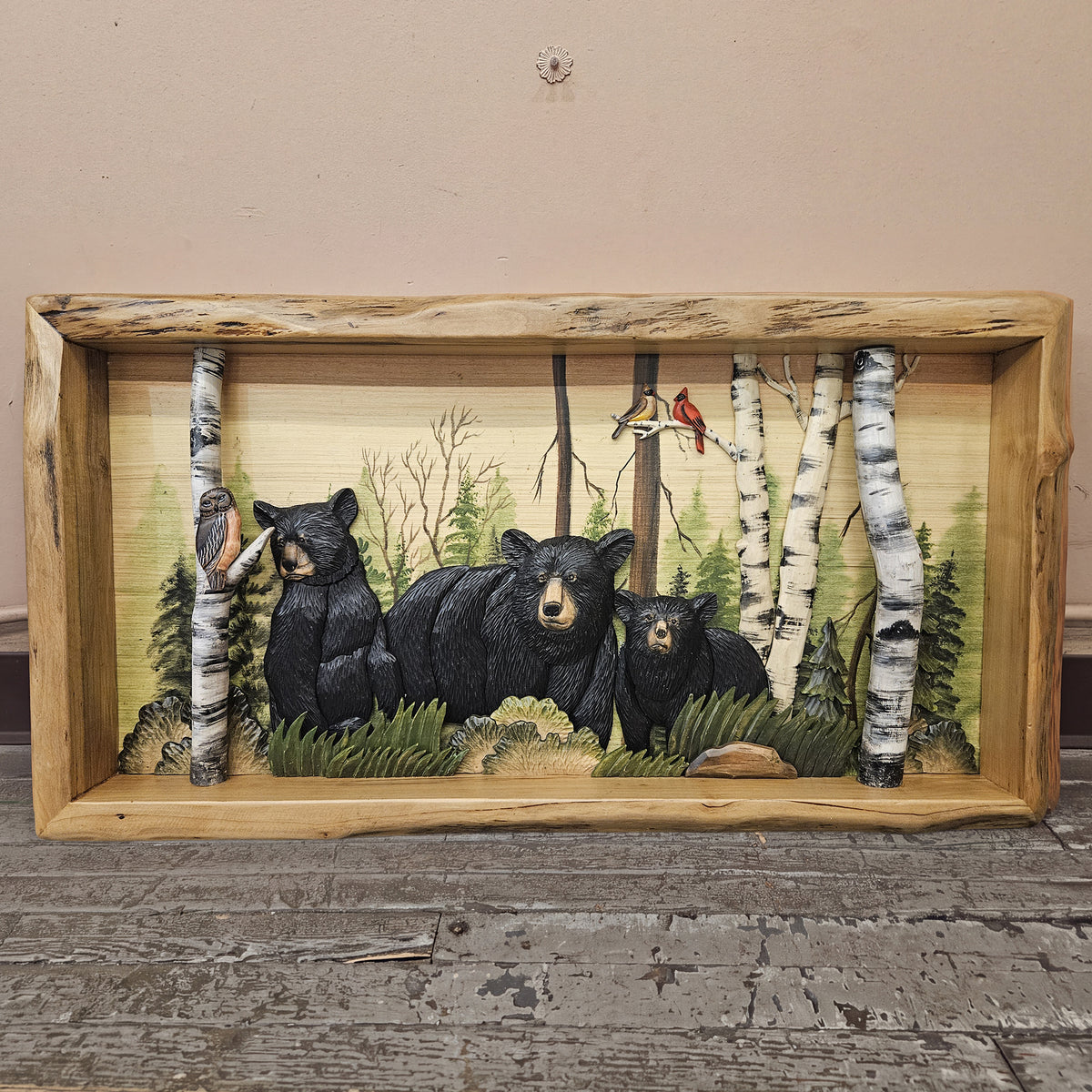Northwoods Bear Family 3D Timber Shadow Box