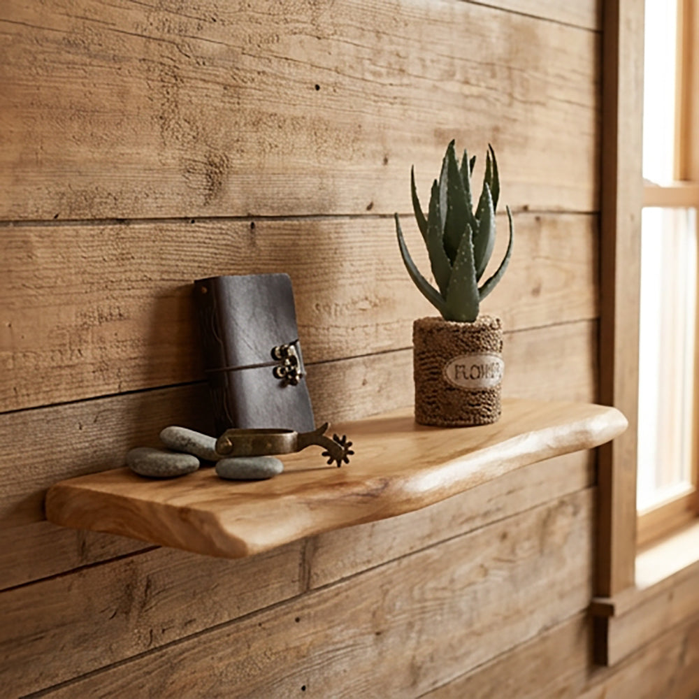 Cedar Burl Wood Wall Shelf - Small