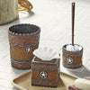 Western Star Tooled Leather Waste Basket- SALE