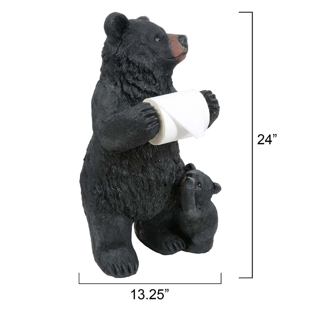 Black Bear & Cub Standing Toilet Paper Holder
