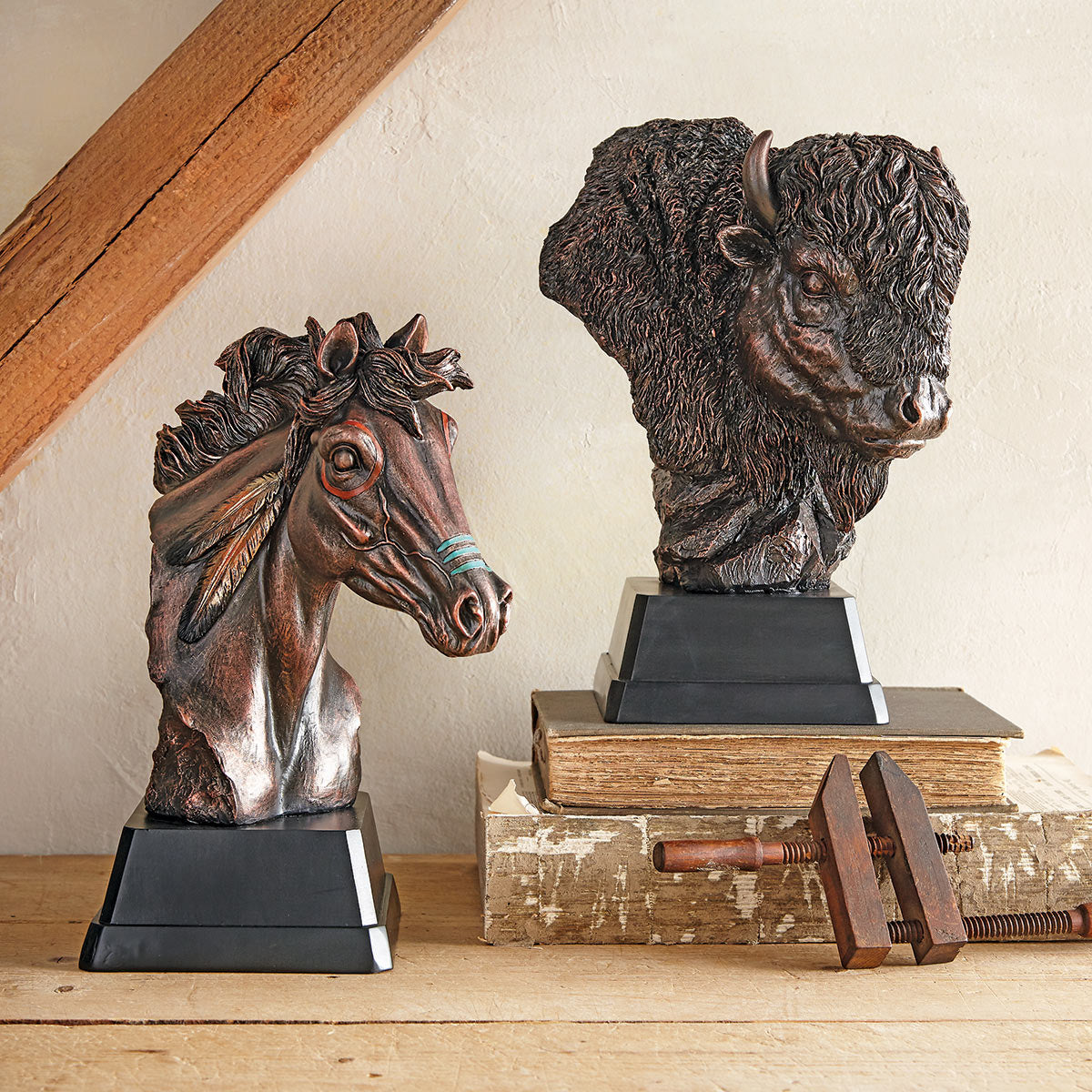 Old West Buffalo Bust Sculpture - SALE