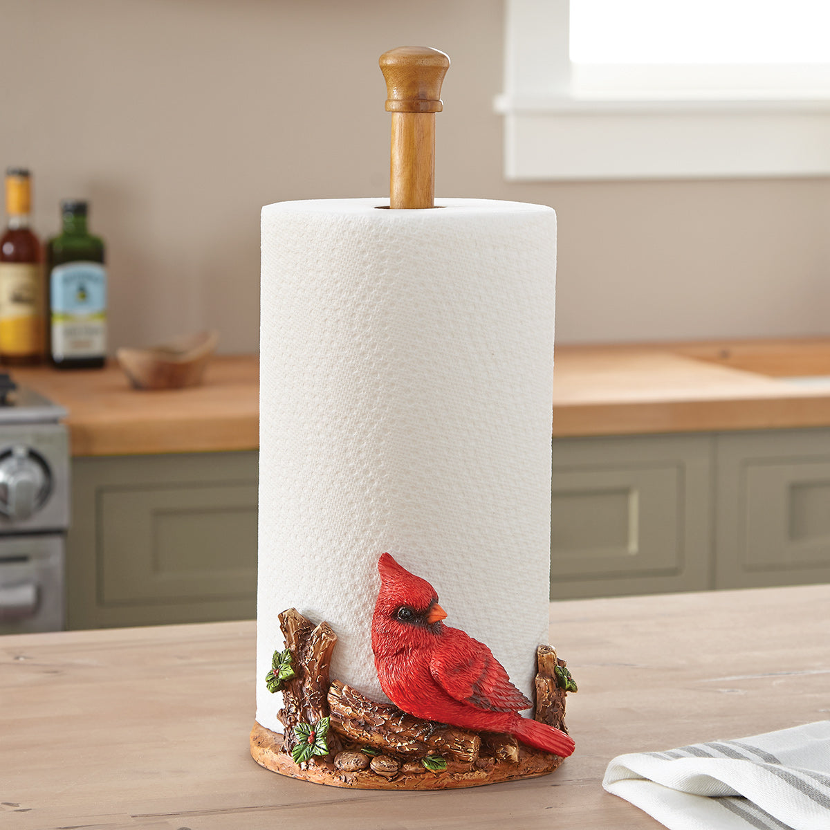 Crimson Cardinal Paper Towel Holder