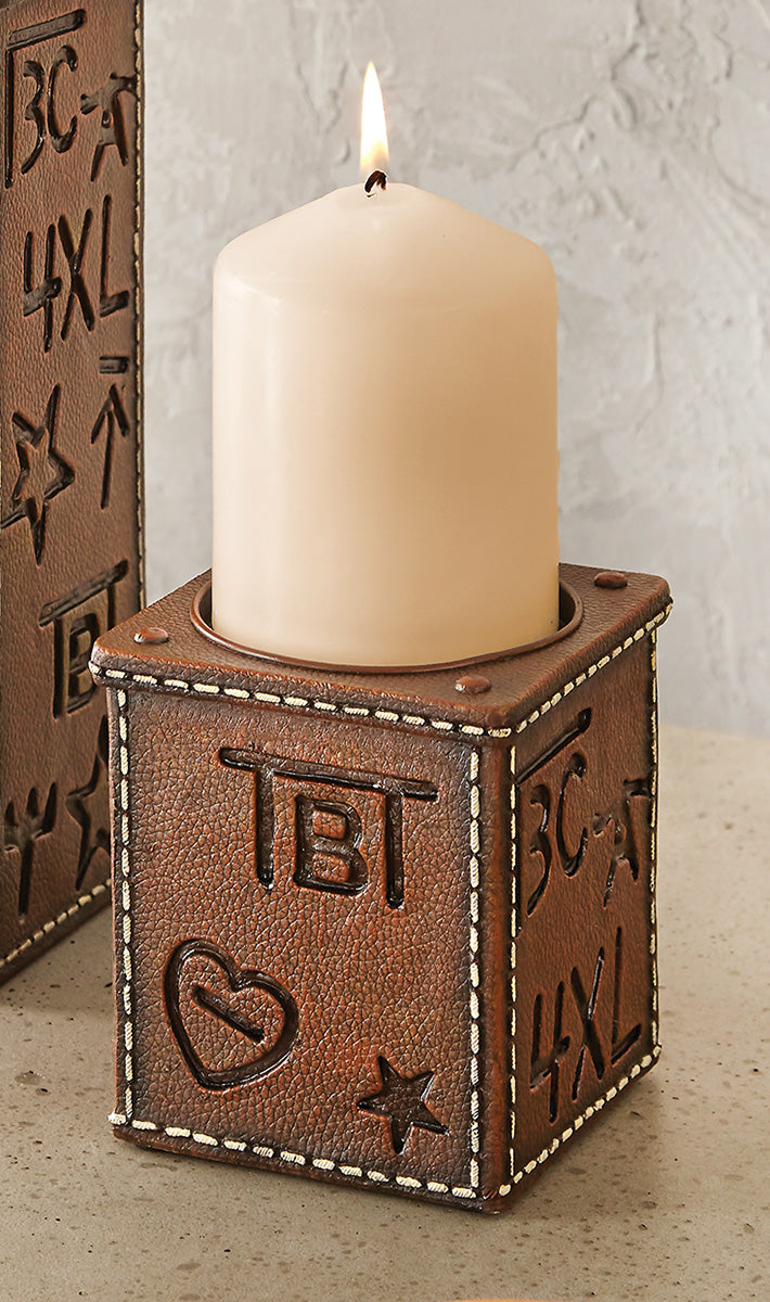 Cowboy Brands Leather Candle Holder - Small