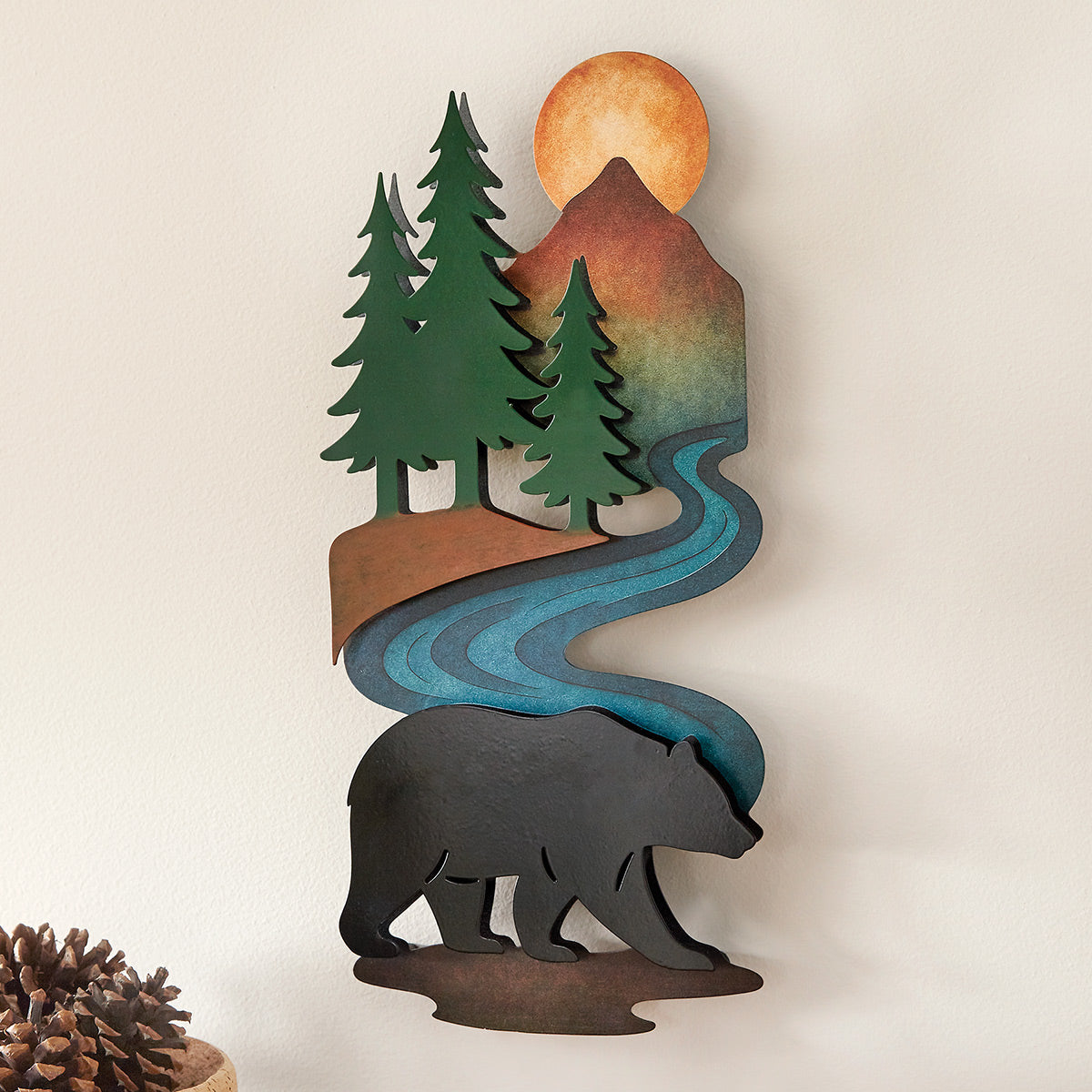 3-D Bear Stroll Metal Wall Art