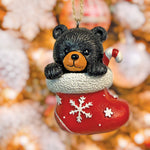 Holiday Bear Cub Stocking Tree Ornament