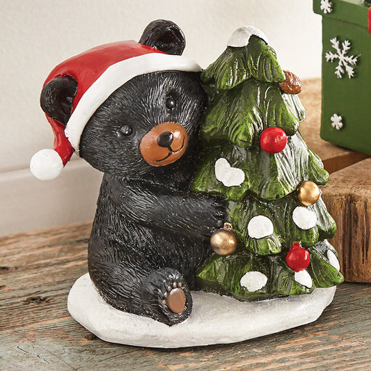 Holiday Tree & Santa Bear Figurine