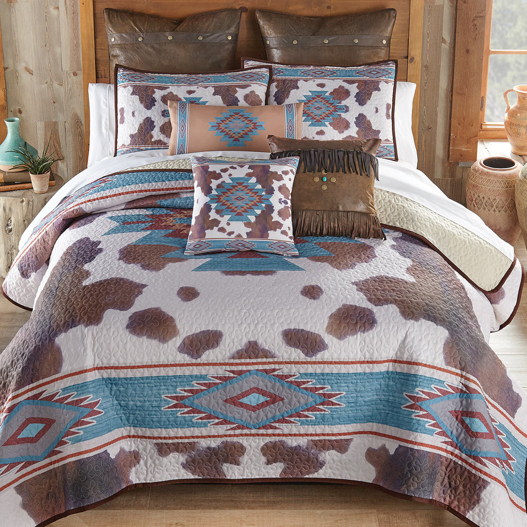 Aztec Cowhide Quilt Bed Set - Twin- SALE
