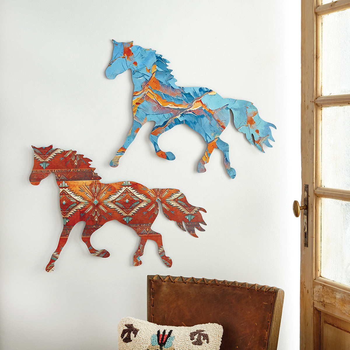 Tribal Spirit Horse Metal Wall Art - Medium