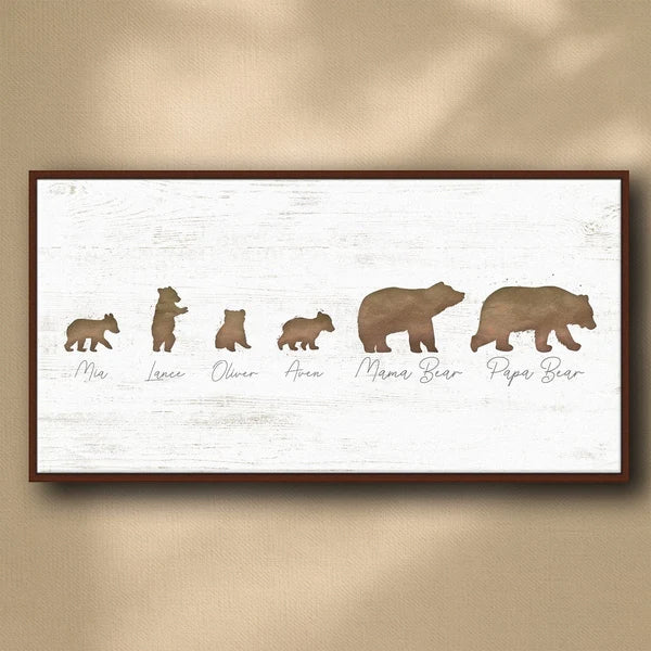 Personalized Bear Family Framed Canvas