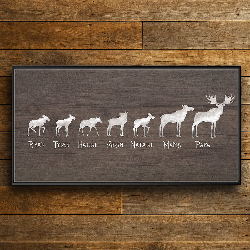 Personalized Moose Family Framed Canvas