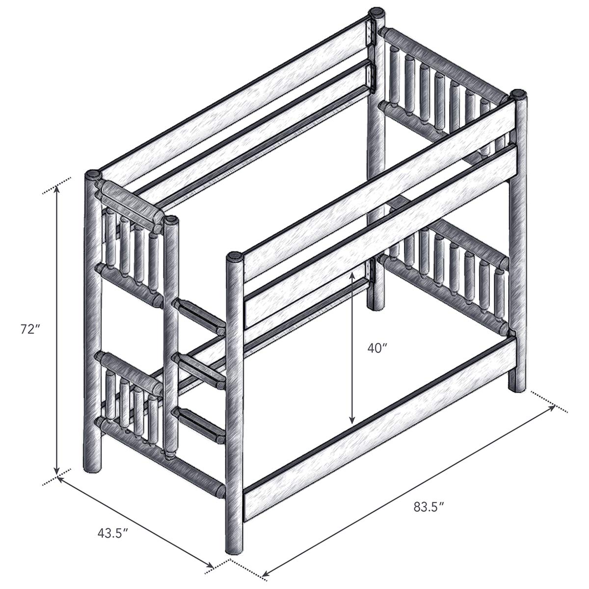 Hickory Twin/Twin Bunk Bed - Ladder Right