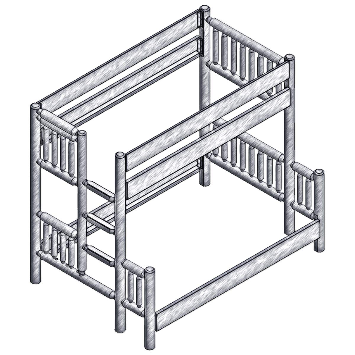 Hickory Twin/Full Bunk Bed - Ladder Right
