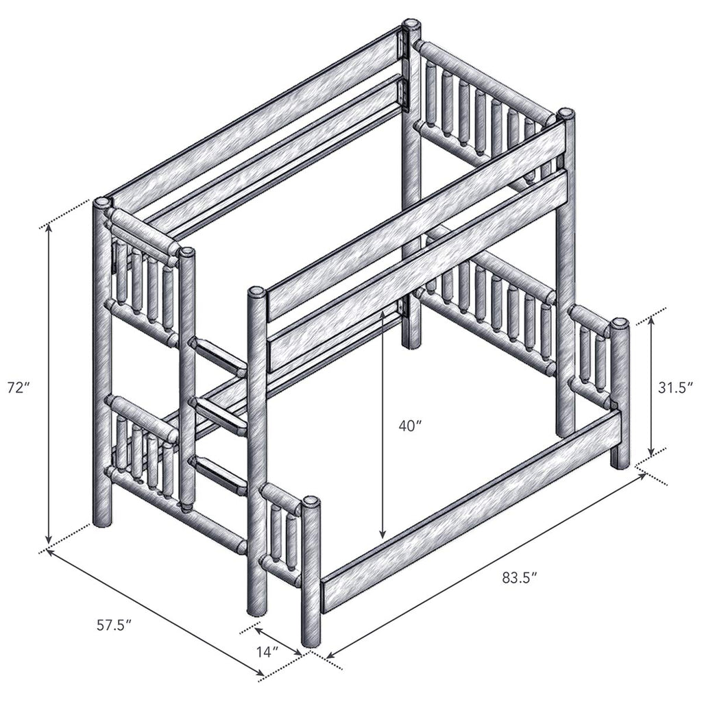 Hickory Twin/Full Bunk Bed - Ladder Right