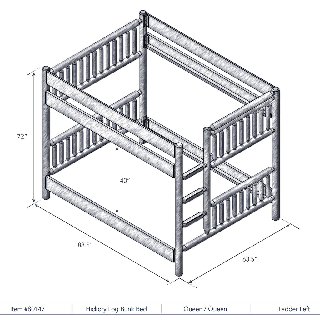 Hickory Queen/Queen Bunk Bed - Ladder Left