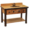 Hickory Open Vanity with Shelf and 2 Drawers