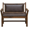 Barnwood Upholstered Bench with Arms & Back