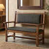 Barnwood Upholstered Bench with Arms & Back
