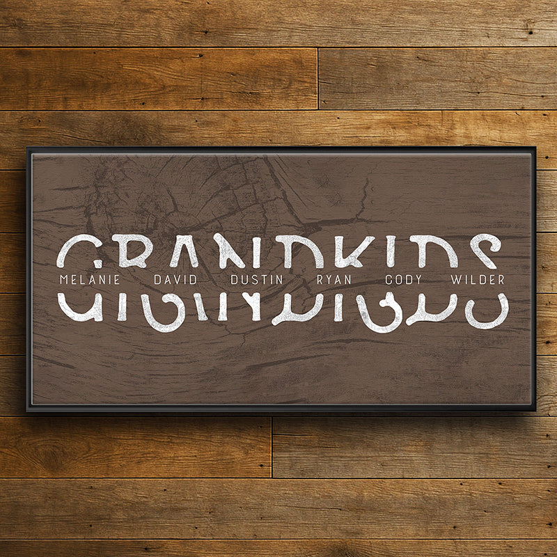 Lodge Grandkids Personalized Framed Canvas