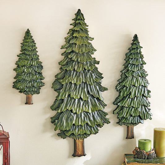 Pine Forest Carved Wood Wall Art