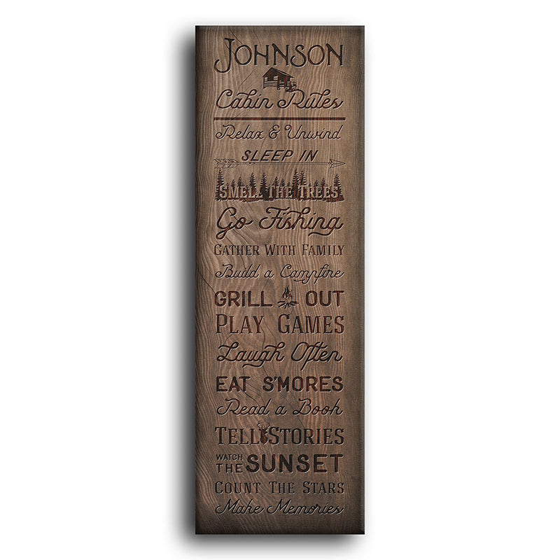 Cabin Rules Personalized Wall Art