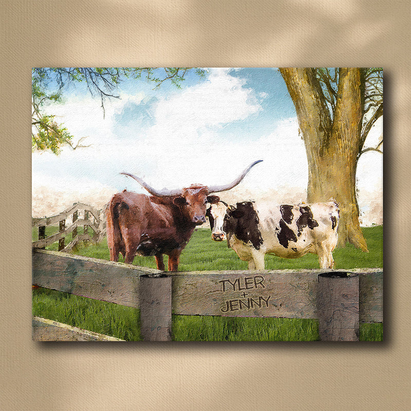 Longhorn Love Personalized Wall Art