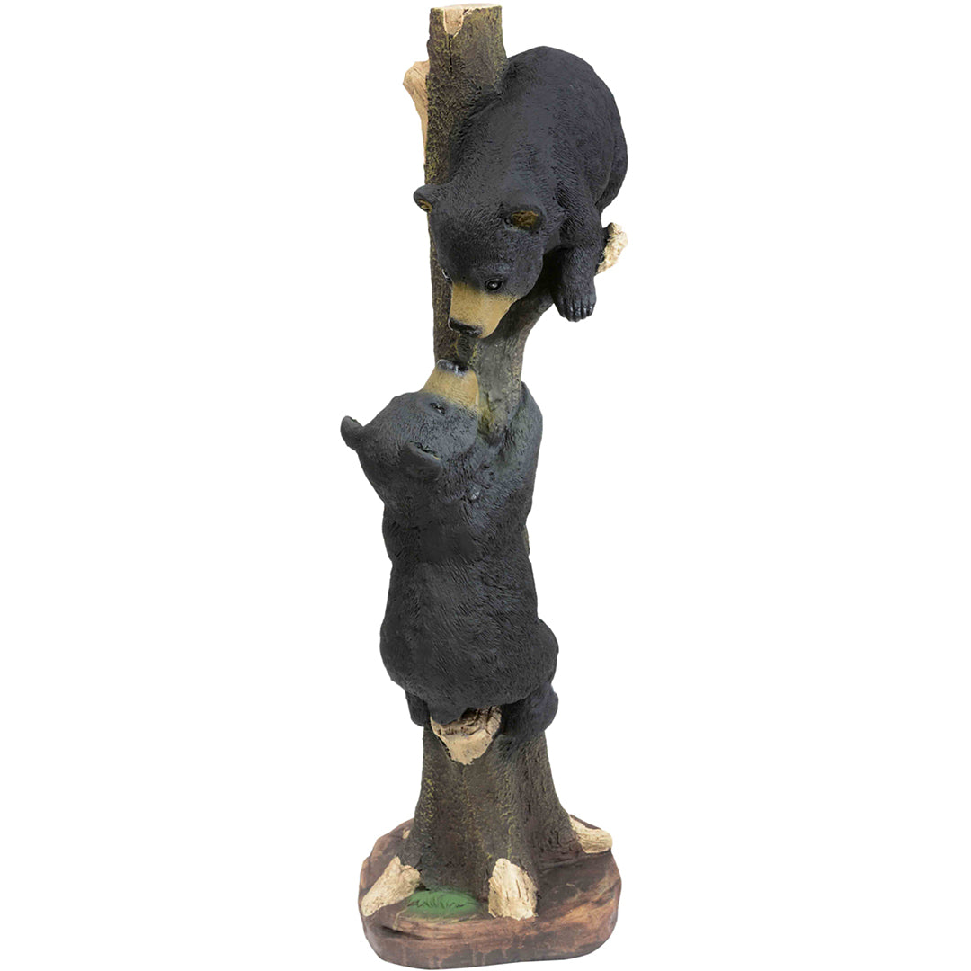 Two Black Bears Climbing Sculpture - Large