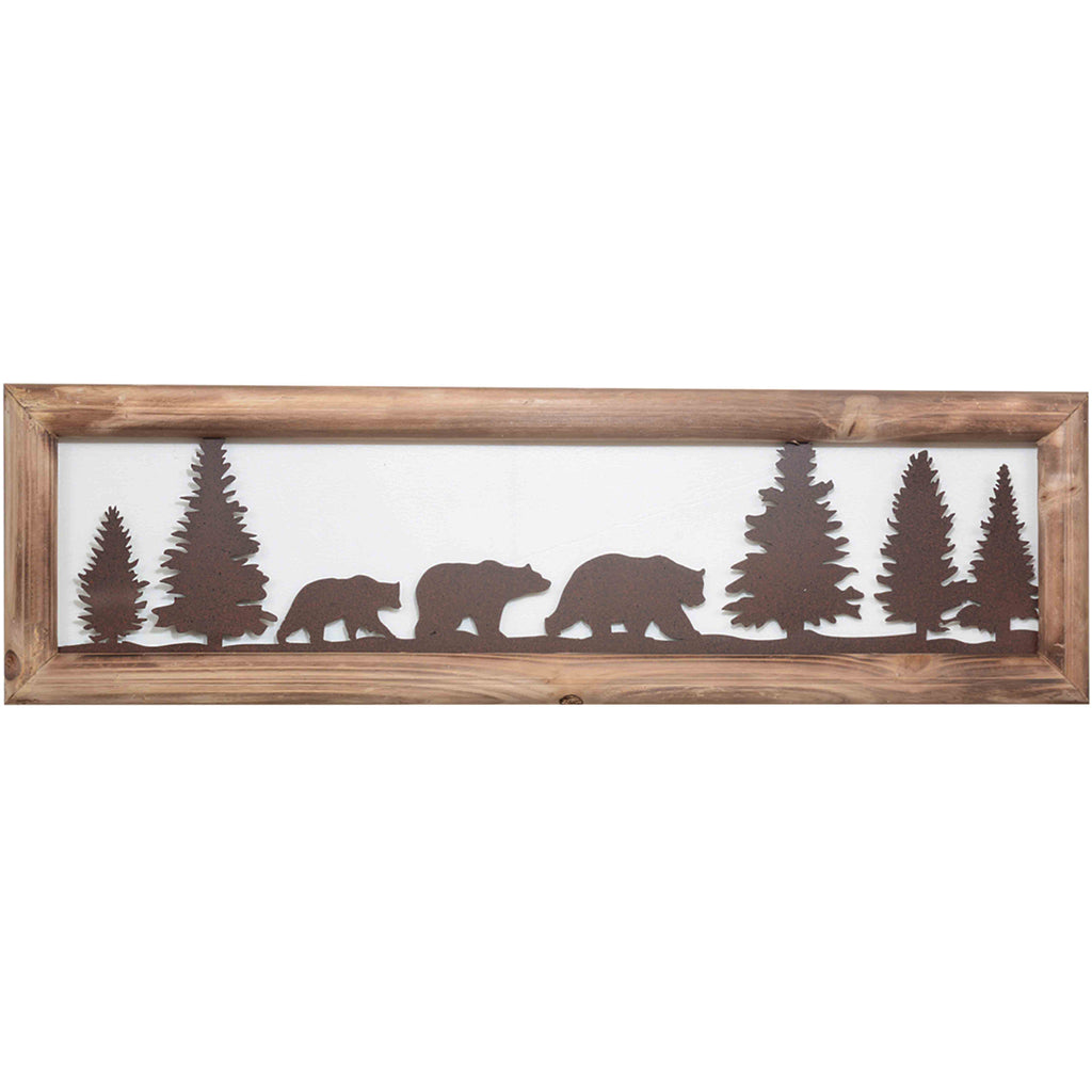 Bear Family Metal & Wood Wall Art