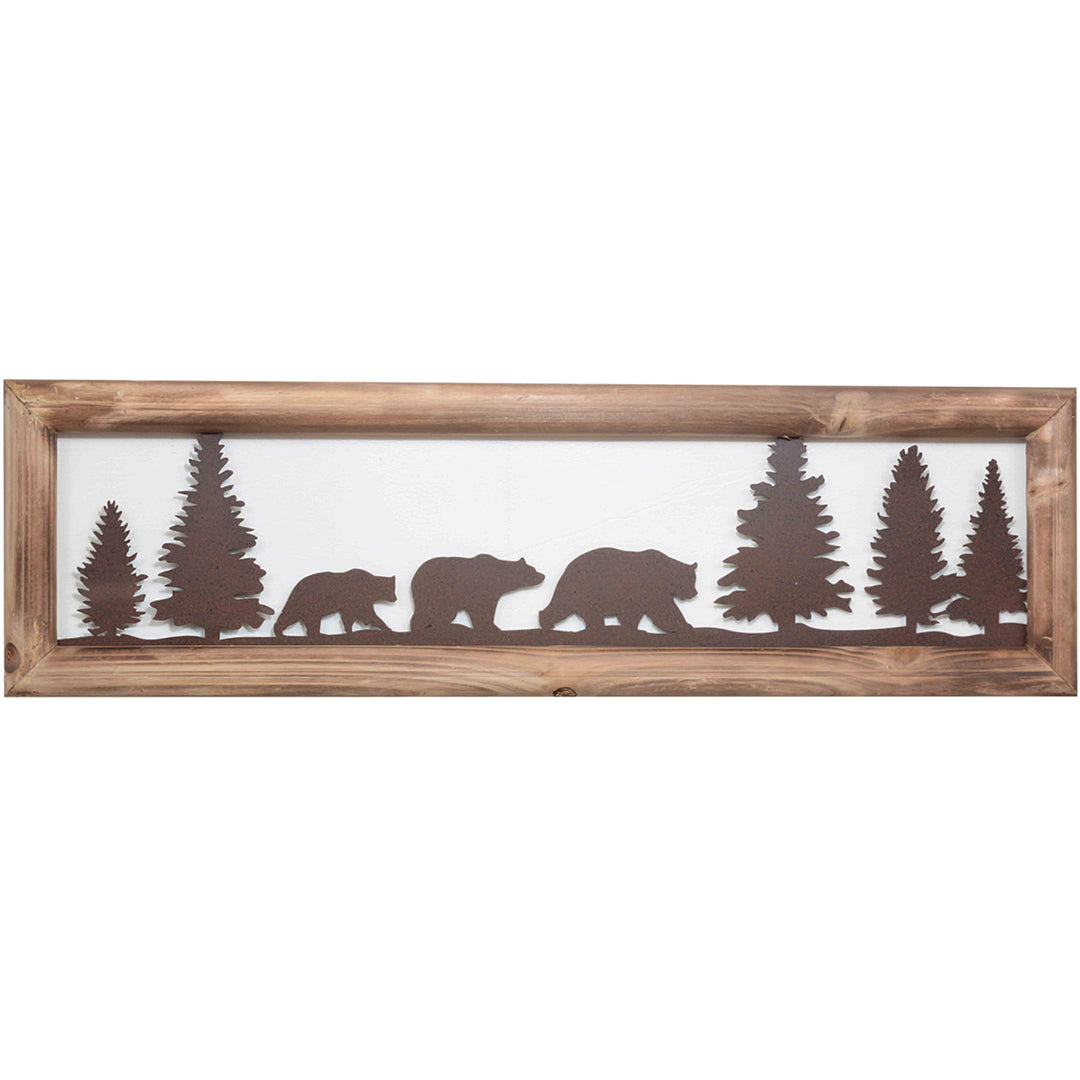 Bear Family Metal & Wood Wall Art