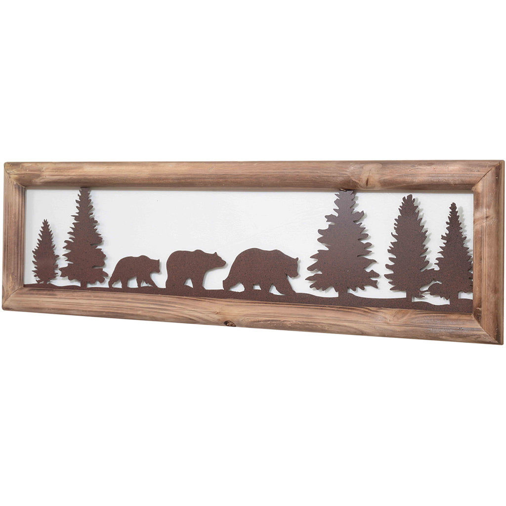Bear Family Metal & Wood Wall Art