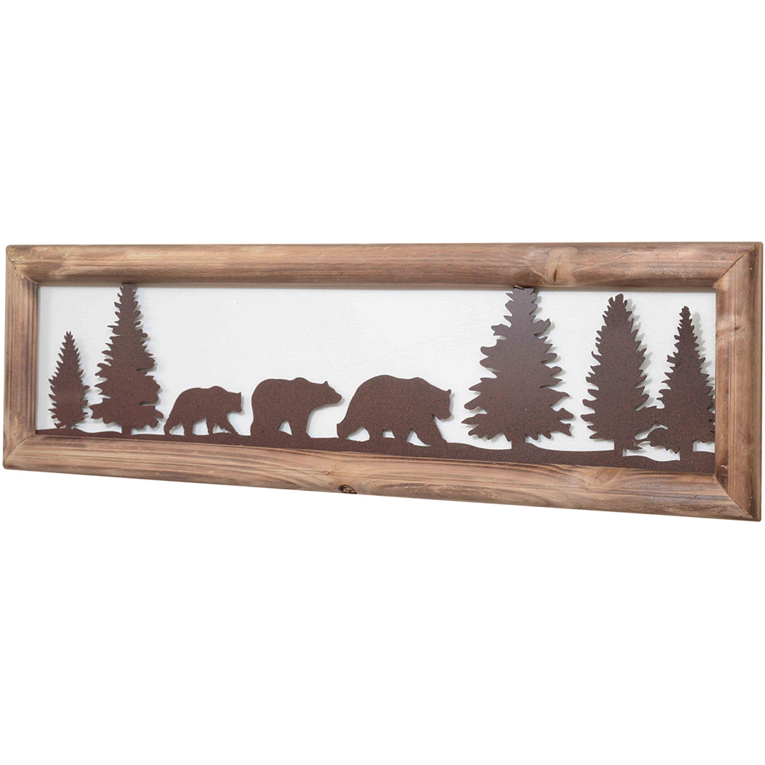 Bear Family Metal & Wood Wall Art