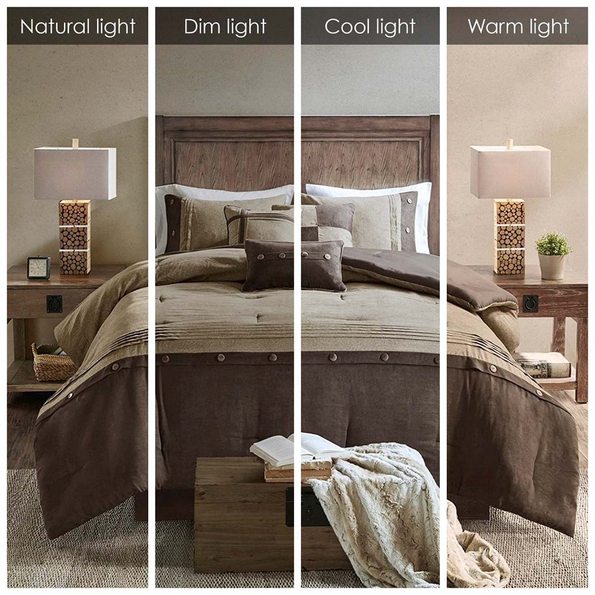 Brown Bear Suede 7 Piece Comforter Set - Queen
