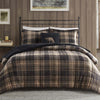 Brown Plaid Sherpa Comforter Set - King