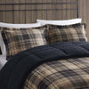 Brown Plaid Sherpa Comforter Set - King