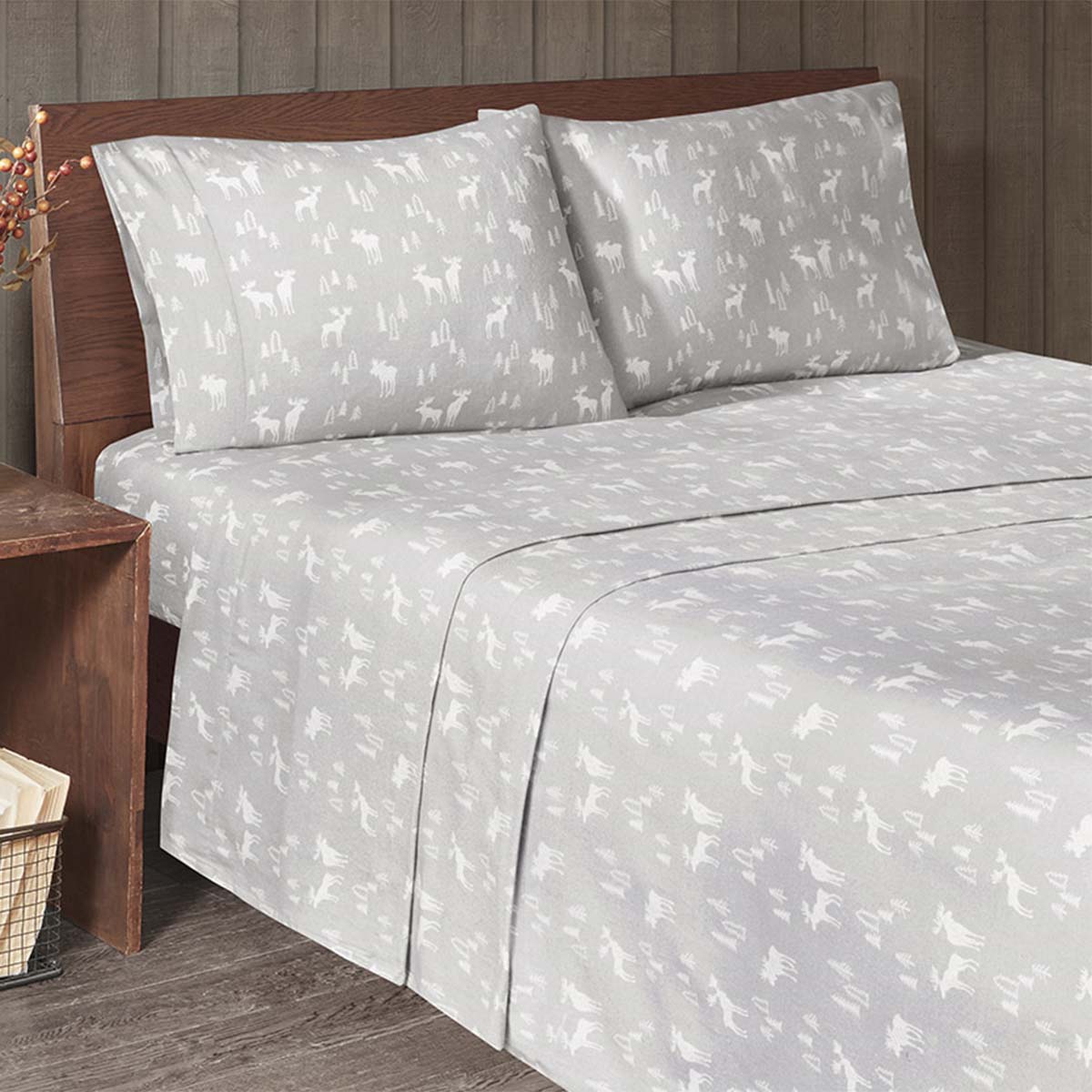 Moose & Trees Flannel Sheet Set - King