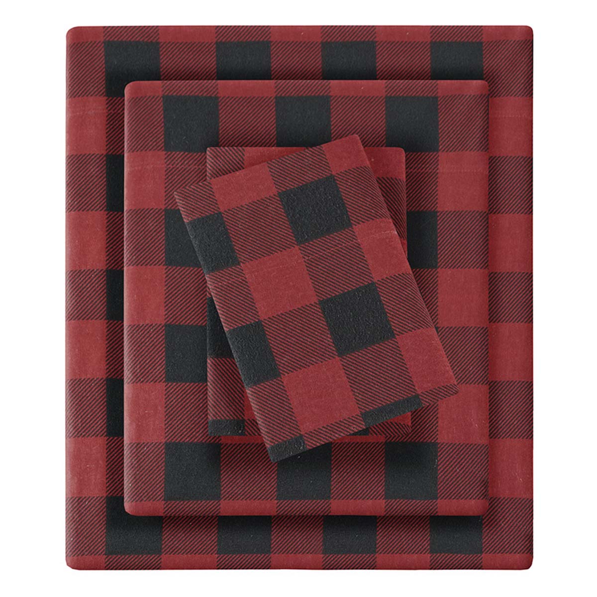 Red Plaid Flannel Sheet Set - Queen