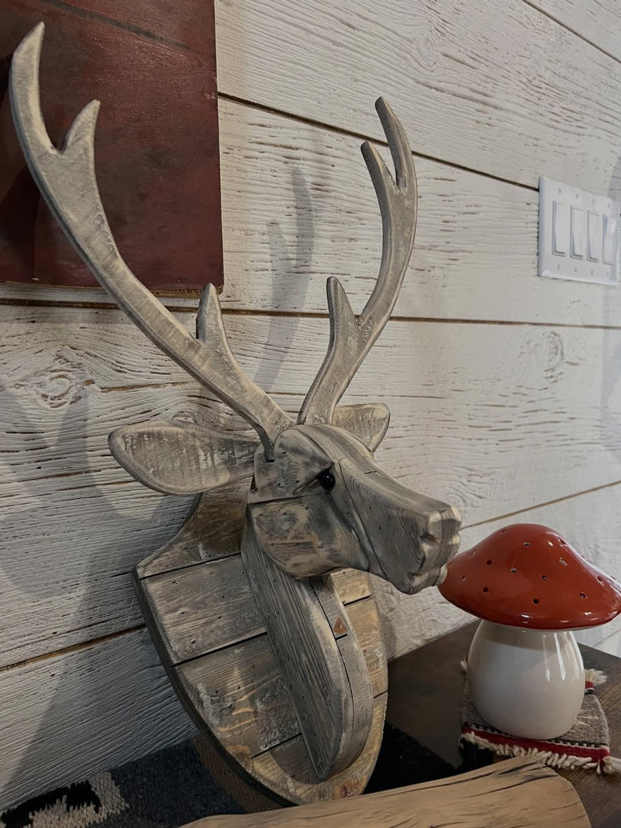 Recycled Wood Deer Head Wall Hanging