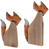 Carved Fox Statuaries - Set of 2