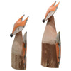 Carved Fox Statuaries - Set of 2