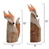 Carved Fox Statuaries - Set of 2