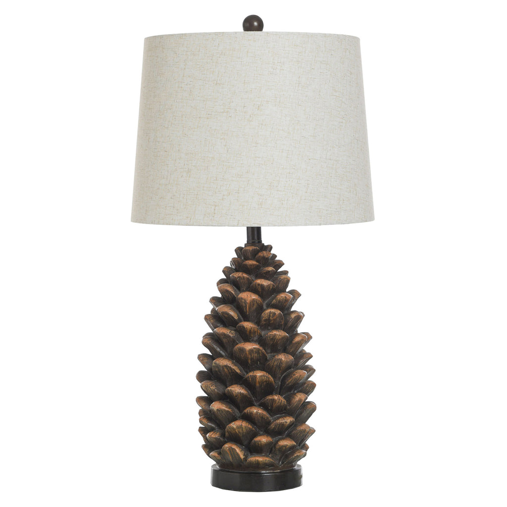 Rustic Pinecone Table Lamp
