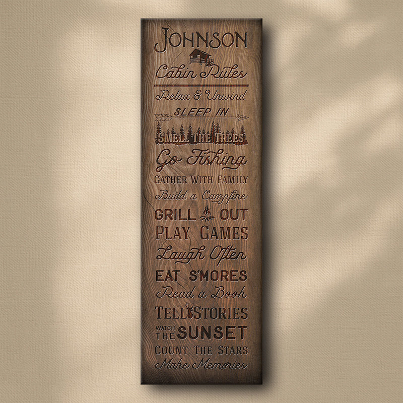 Cabin Rules Personalized Wall Art