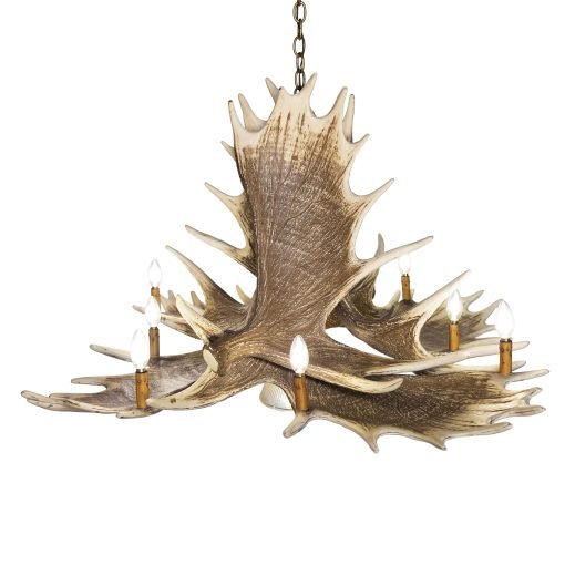 Moose 6 Antler Chandelier with Downlight